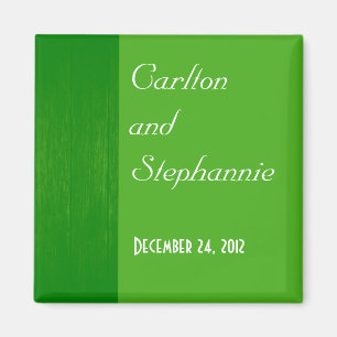 Green/Green Wood Grain Wedding Magnet