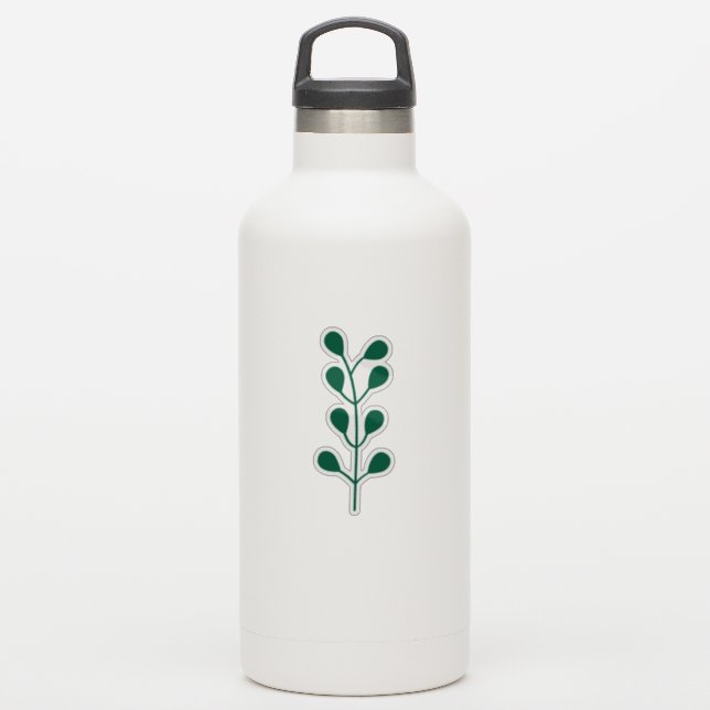 Green Greenery Branch Cutom Cut Transparent (Waterbottle)