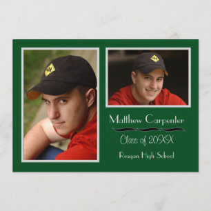 Green & Grey 2 Photo Collage - Grad Announcement