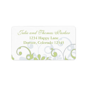 Green Grey Abstract Floral Wedding Return Address Label