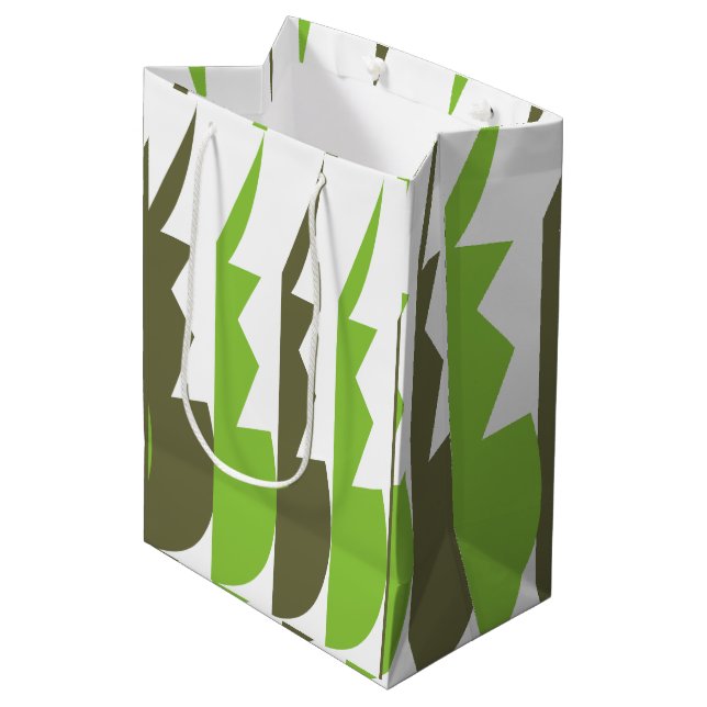 Green Grey Abstract Modern  Medium Gift Bag (Front Angled)