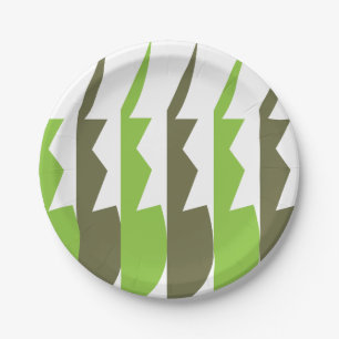 Green Grey Abstract Modern Party Paper Plate