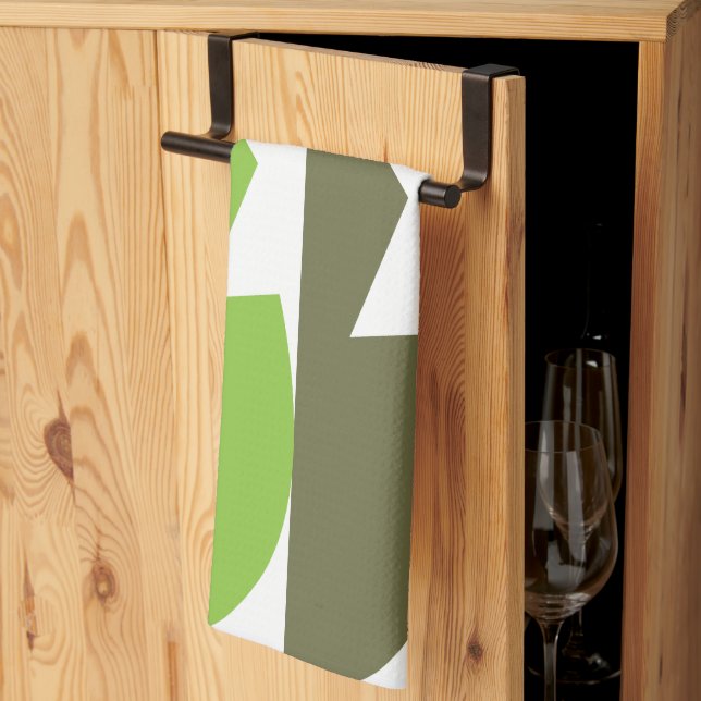 Green Grey Abstract Modern Pattern Tea Towel (Thirds Fold)