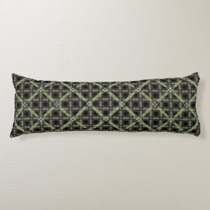 Green, Grey, and Black Ribbon Tiles Pattern Body Cushion