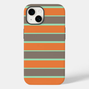 Green, grey and orange stripes pattern Case-Mate iPhone 14 case