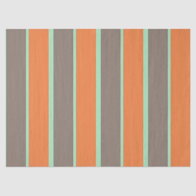 Green, grey and orange stripes pattern tissue paper (Front)