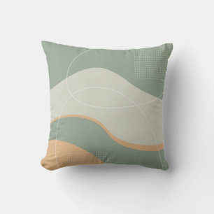 Green Grey and Salmon Abstract Art Design  Cushion