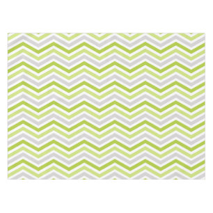 Green, Grey, and White Chevron Stripe Tablecloth
