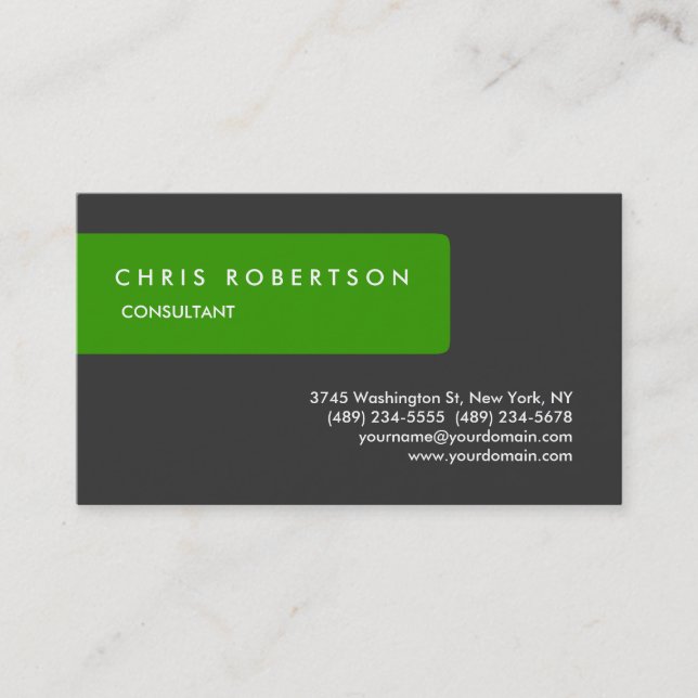 Green Grey Attractive Charming Business Card (Front)