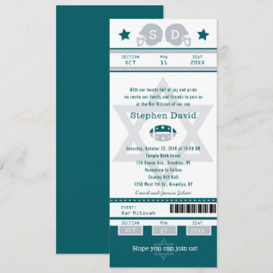 Green Grey Bar Mitzvah Football Ticket Invitation
