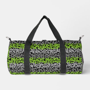 Green grey black digital pixelated stripes duffle bag