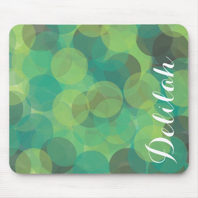 Green Grey Custom Name Mouse Mat (Front)