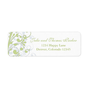Green Grey Floral Wedding Return Address Label