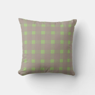 Green Grey Gingham Pattern Cushion