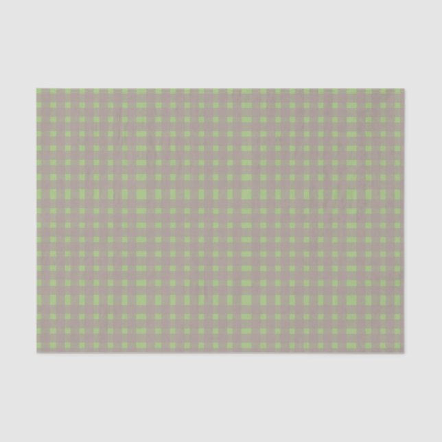 Green Grey Gingham Pattern Tissue Paper (Front)