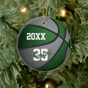 green grey girls boys team colours basketball ceramic tree decoration