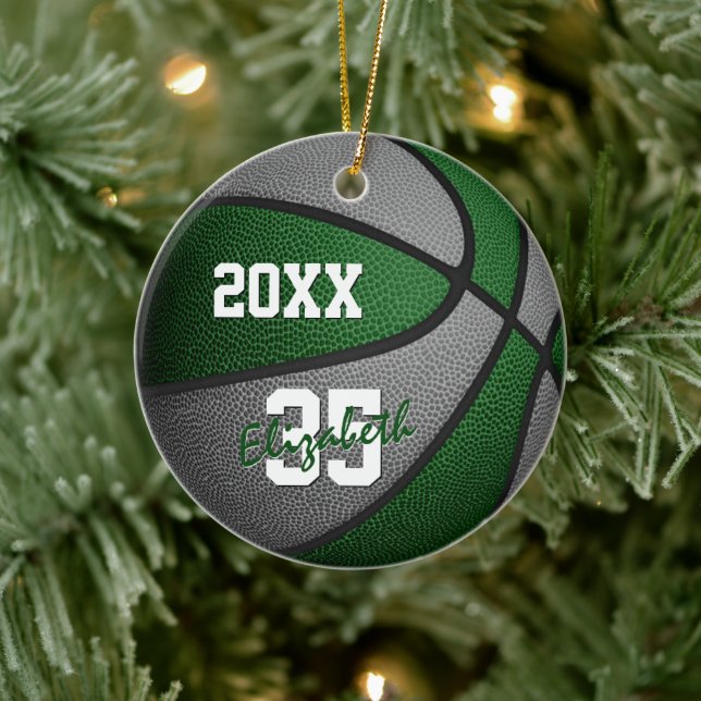 green grey girls boys team colours basketball ceramic tree decoration (Tree)