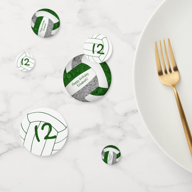 green grey girls volleyball birthday personalised confetti (Group)