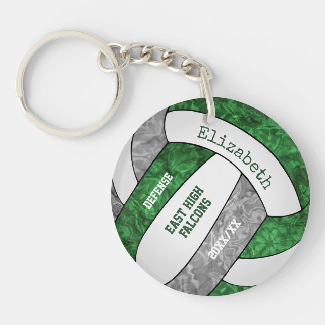 green grey girly sports custom volleyball key ring (Front)