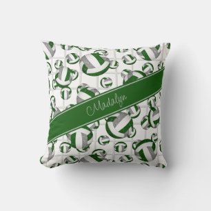 green grey girly volleyballs pattern w net accent cushion
