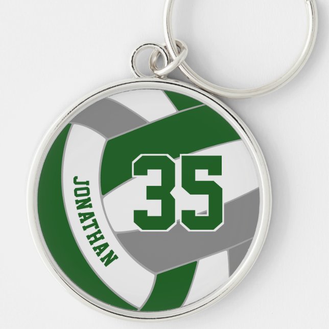 green grey his team colours custom volleyball key ring (Front)