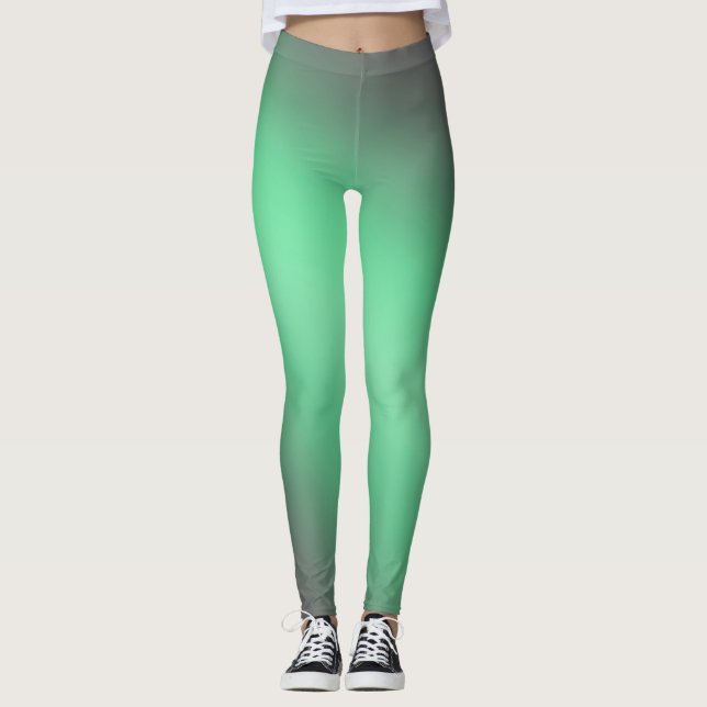 Green grey moonlight ombre effect  leggings (Front)