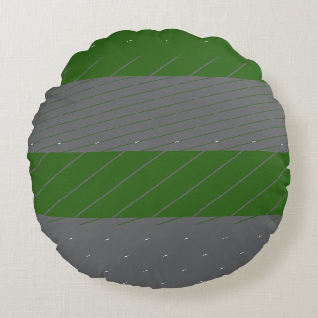Green & Grey Pattern Round Cushion (Front)