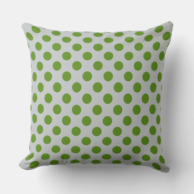 Green Grey Polka Dot Pattern Cushion (Front)