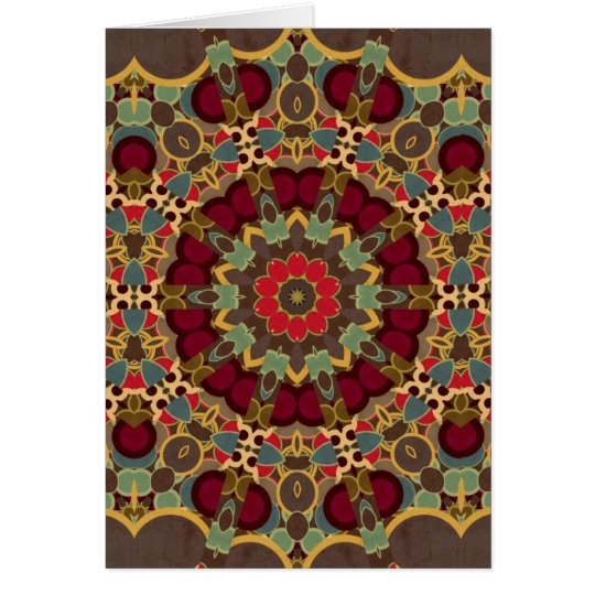 Green, Grey, Red Kaleidoscope Design Card