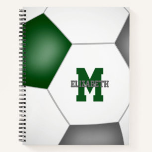 green grey soccer team colours personalised notebook