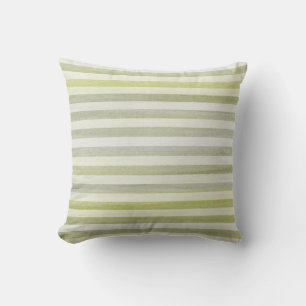 Green Grey Soft Stripes Watercolor Pattern Cushion