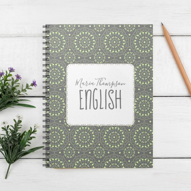 Green Grey Student Subject Notebook Modern Chic Mi (Creator Uploaded)