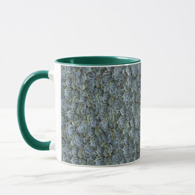 GREEN GREY SUCCULENT PLANT ROSETTES MUG (Left)
