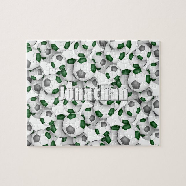 green grey team colours boys girls soccer jigsaw puzzle (Horizontal)