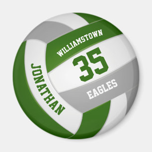 green grey team colours boys girls volleyball magnet