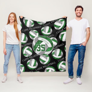 green grey team colours girls I love volleyball Fleece Blanket