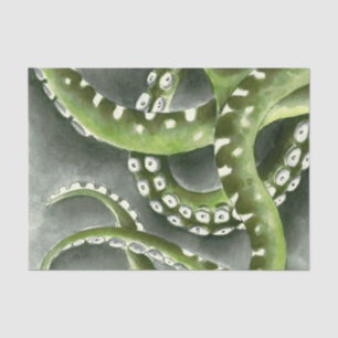 Green Grey Tentacles Tissue Paper