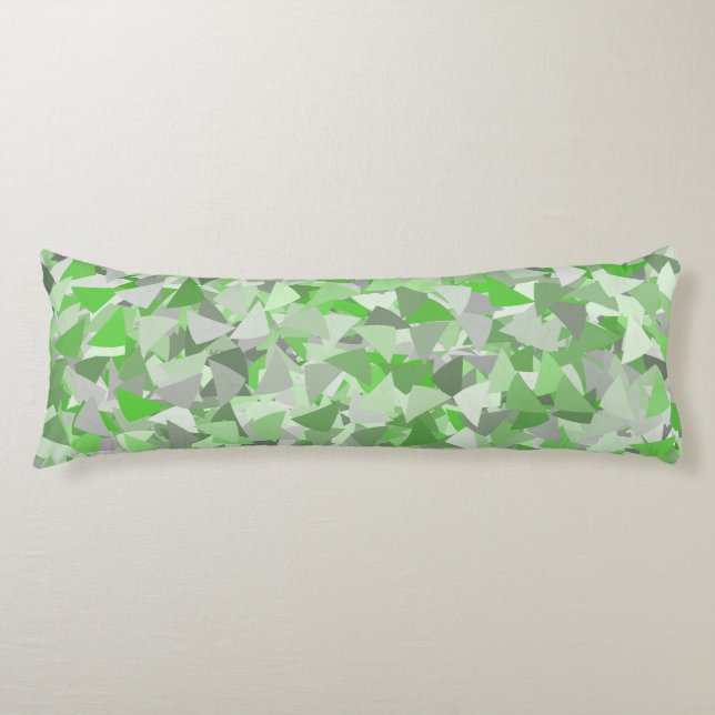 Green Grey Triangle Pattern Body Cushion (Front)