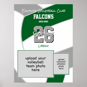 green grey volleyball team colours commemorative poster