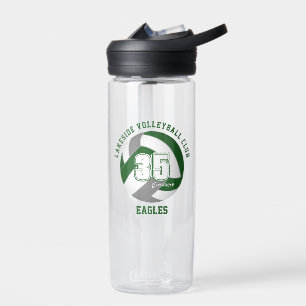 green grey volleyball team colours kids name water bottle