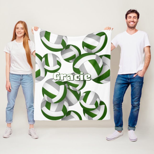 green grey volleyballs girls sports room decor fleece blanket (In Situ)