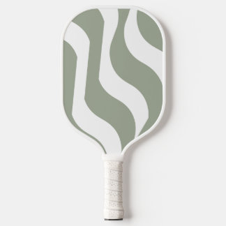 Green Grey White Wavy Modern Pickleball Paddle