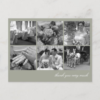 Green grid collage 6 photos memories thank you postcard