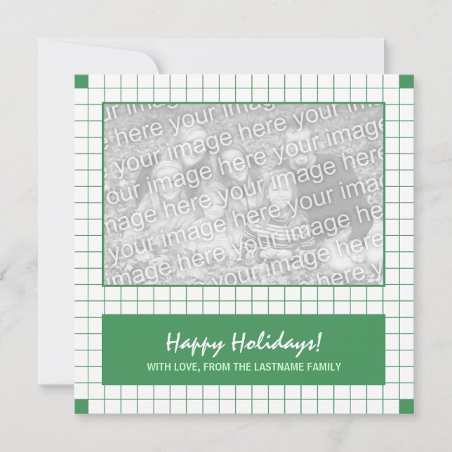 Green Grid Photo Holiday Card (Front)