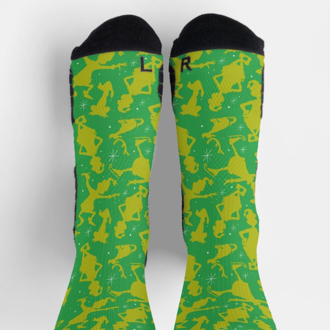 Green Grinch Ice Skating Pattern Socks (Top)