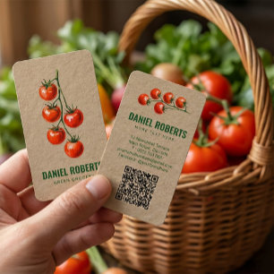 Green Grocery Business Card – Watercolor Tomato 