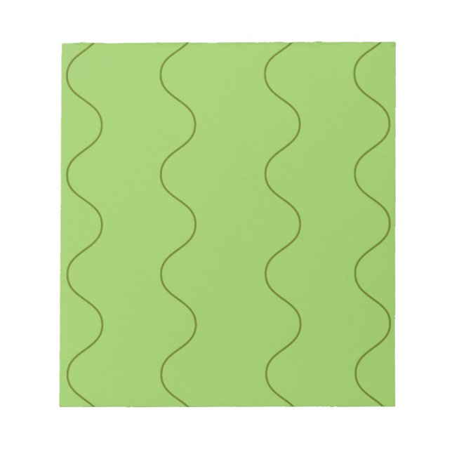 Green Groovy Wavy Line Abstract Modern Minimalist  Notepad (Front)