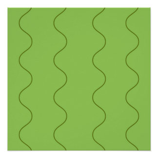 Green Groovy Wavy Line Abstract Modern Minimalist  Poster