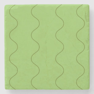 Green Groovy Wavy Line Abstract Modern Minimalist Stone Coaster