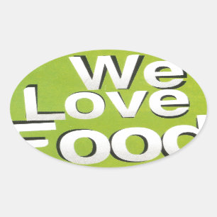 Green Grub Club: We Heart Food Design Oval Sticker
